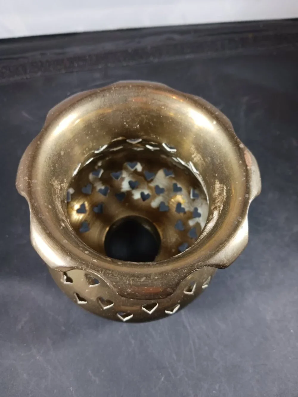 Vintage Hearts Brass Plated Tealight / Oil Lamp Shade
